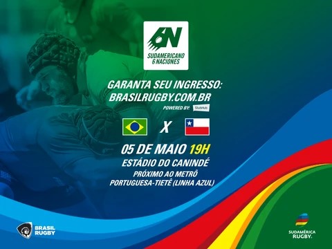 Ingressos à venda para a primeira partida dos Tupis no Sul-Americano 6 Nações, Brasil x Chile, 05 de maio no Canindé